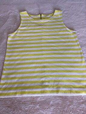 LOFT Lime Yellow & White Striped Tank Top Women’s size L